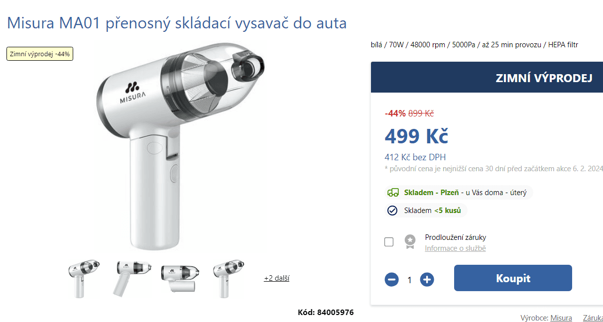 Aku ruční vysavač Misura MA01