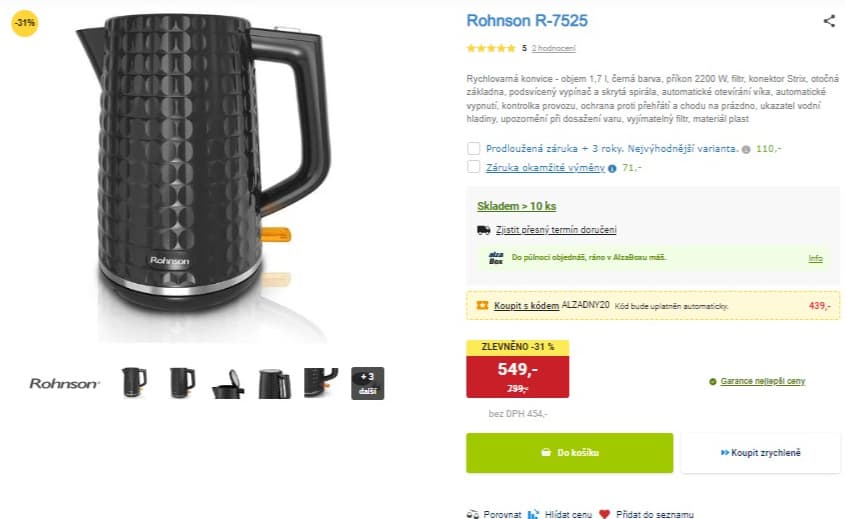 Rychlovarná konvice Rohnson 1,7 l