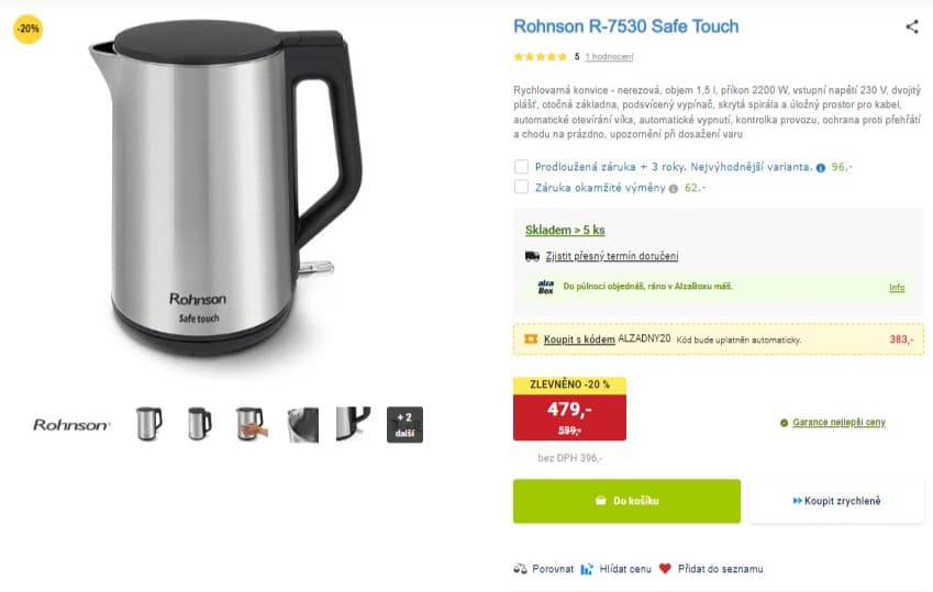 Rychlovarná konvice Rohnson 1,5 l