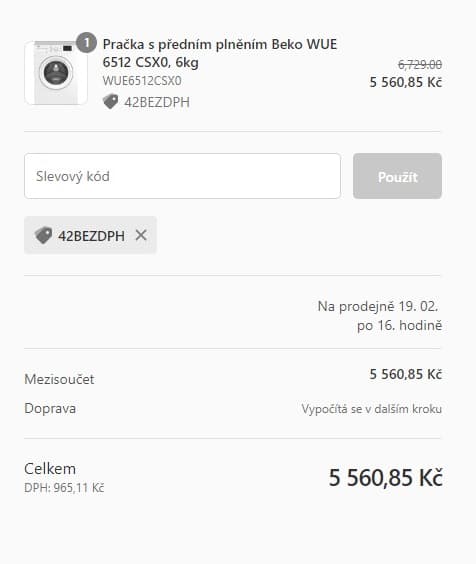 Pračka Beko, 6kg, 1000 ot., A+++, 44cm