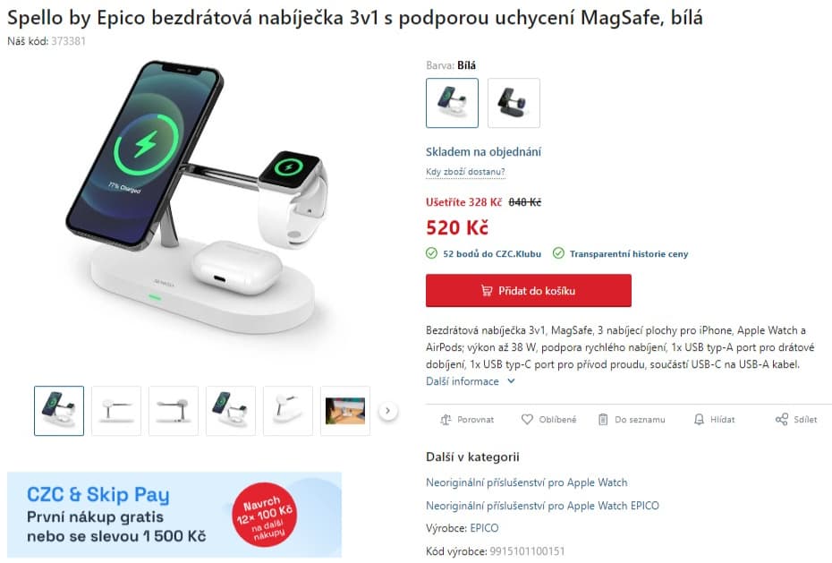 Bezdrátová nabíječka Spello 3v1