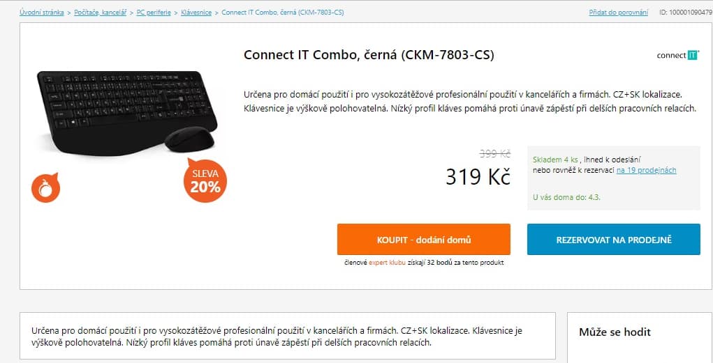 Set bezdrátové klávesnice a myši CONNECT