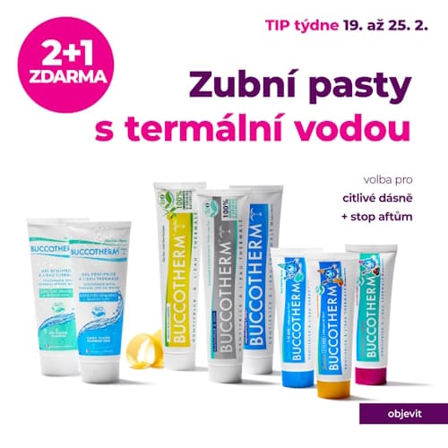 Zubní pasty Buccotherm v akci 2+1 zdarma