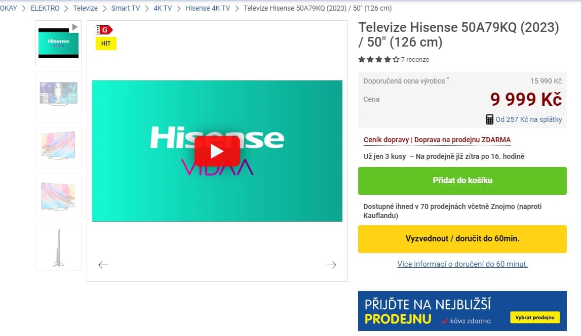 QLED 4K TV, Smart, Atmos, 127cm, Hisense