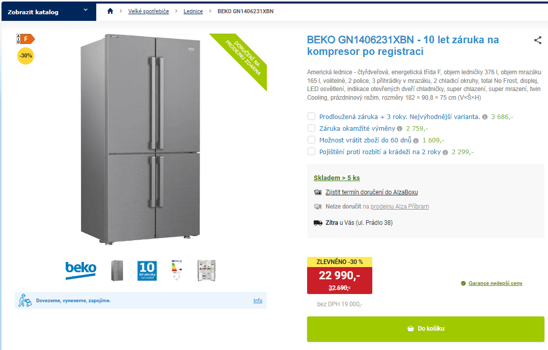 Americká lednice Beko, 541 l, NeoFrost