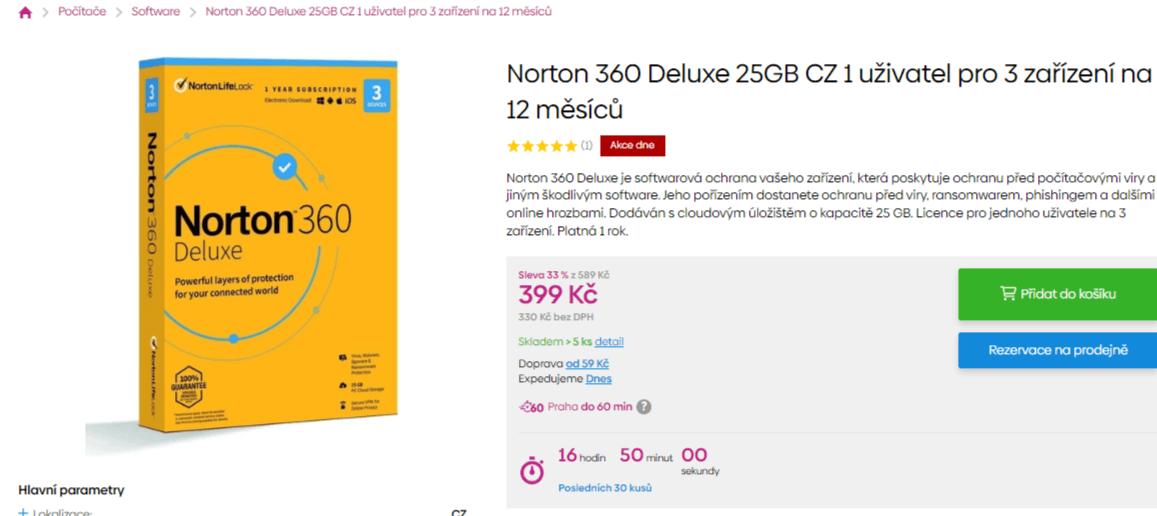 Softwarová ochrana Norton 360 Deluxe