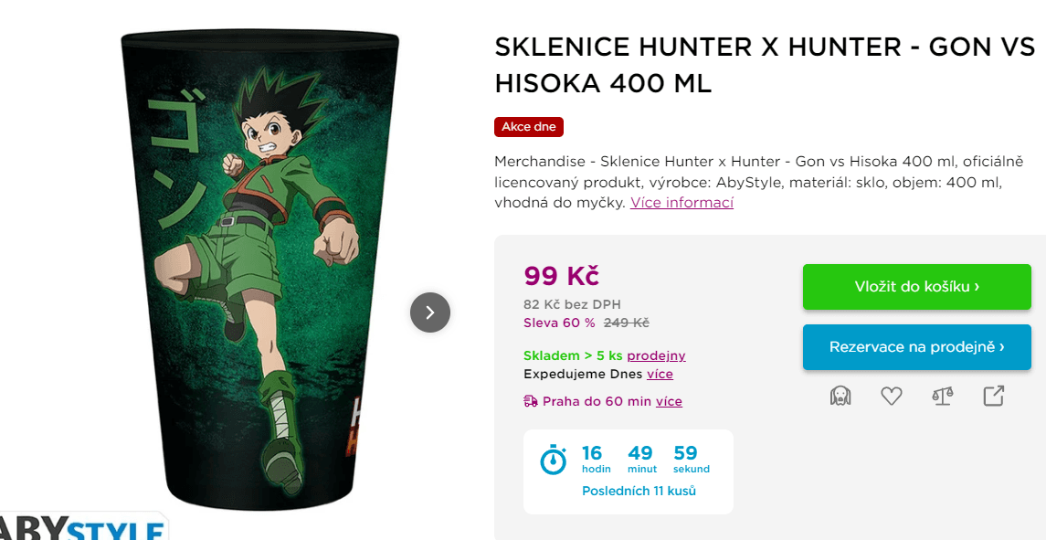 Sklenice Hunter x Hunter, 400ml, sklo