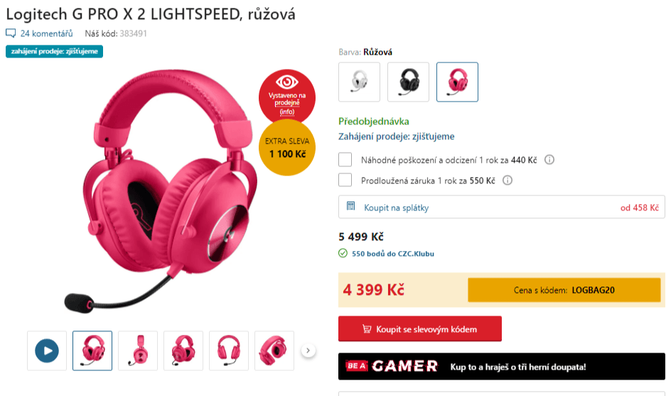 BT herní sluchátka Logitech 7.1 Surround