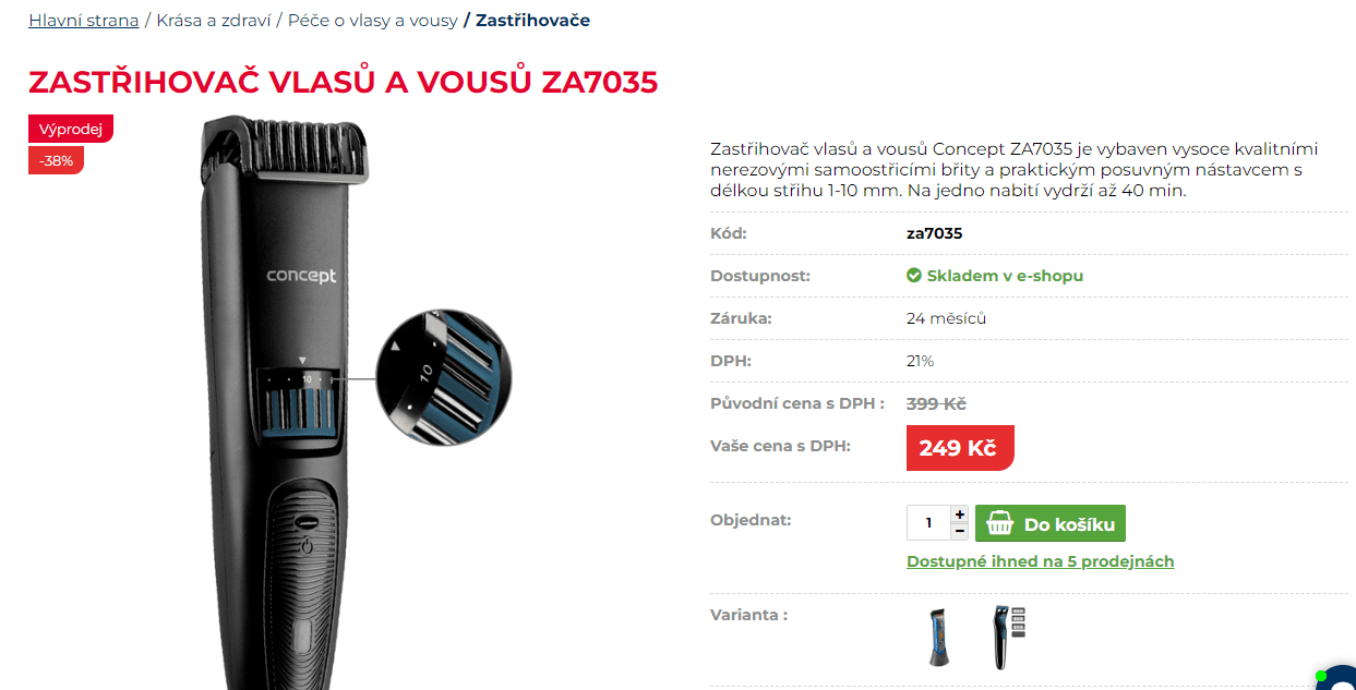 Zastřihovač vlasů a vousů Concept, aku