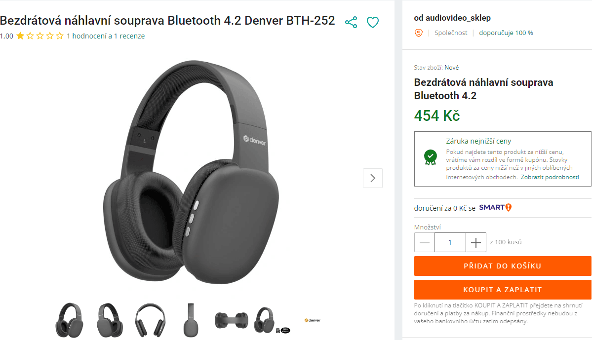 BT sluchátka Denver