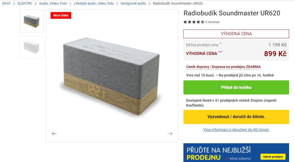 Radiobudík Soundmaster 6W, FM, BT, USB