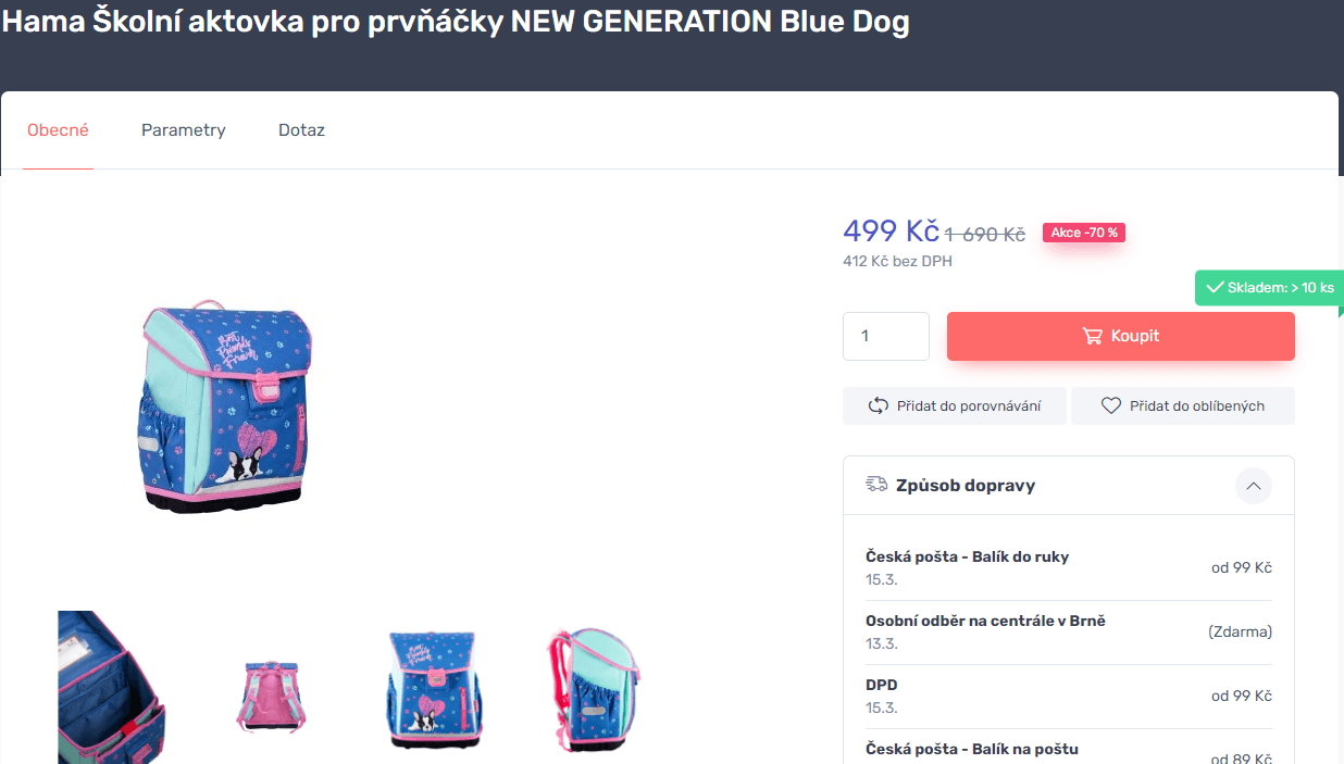 Školní aktovka pro prvňáky Hama