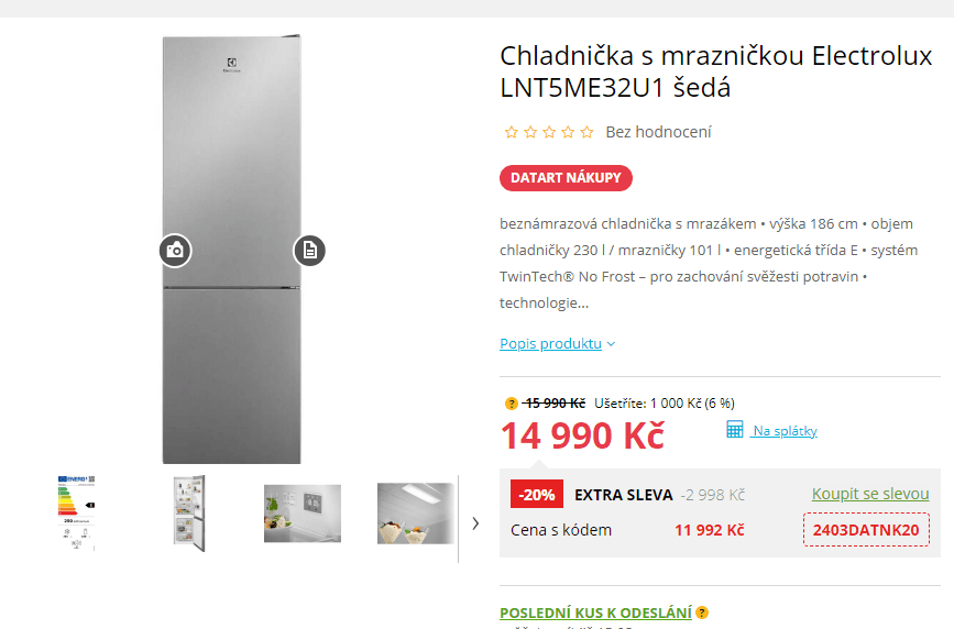 Komb. lednice Electrolux, 230/101l, 186 cm