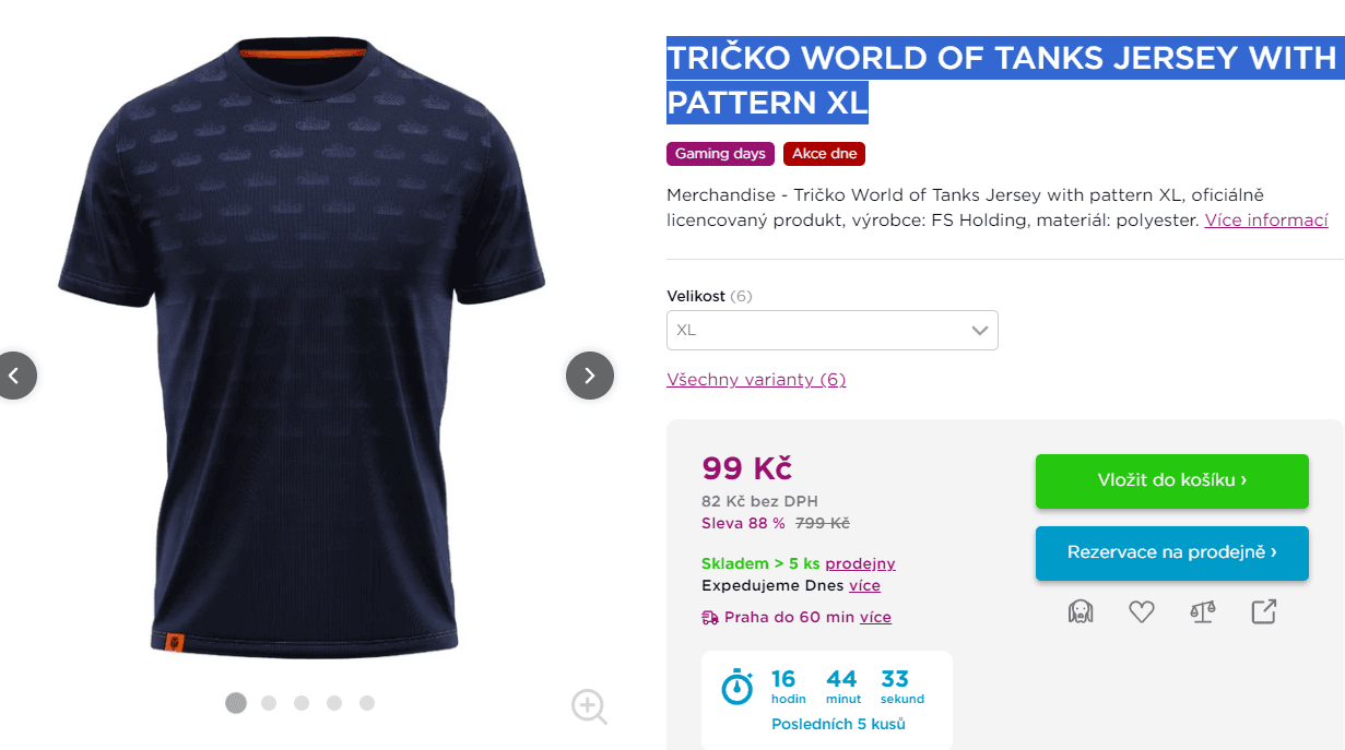 Tričko World of Tanks XL
