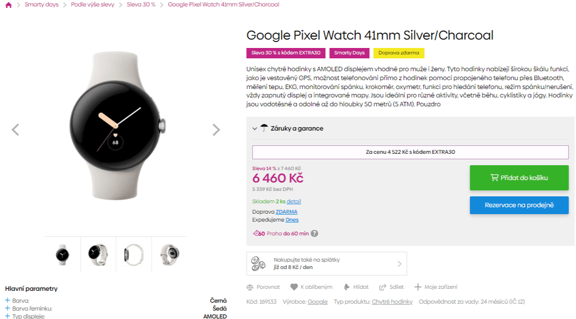 Chytré hodinky Google Pixel Watch 41mm