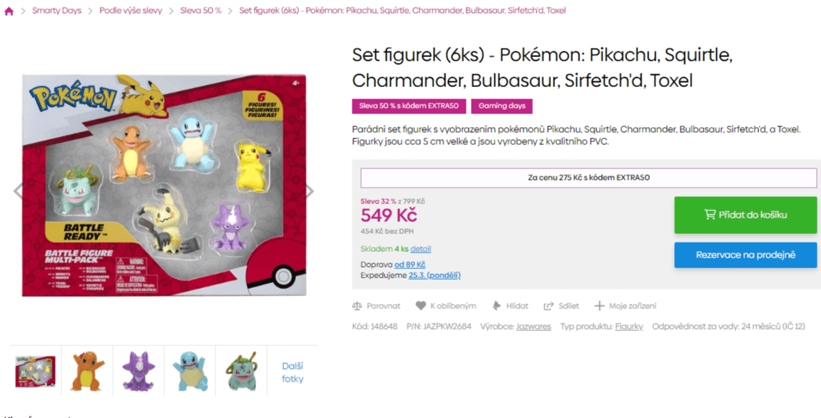 Set 6 figurek pokémonů 5 cm