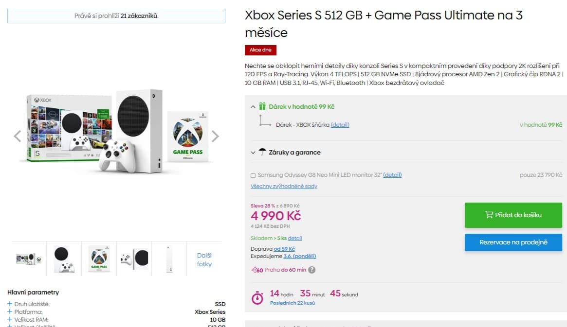 XBOX Series S + 3 měsíční Pass
