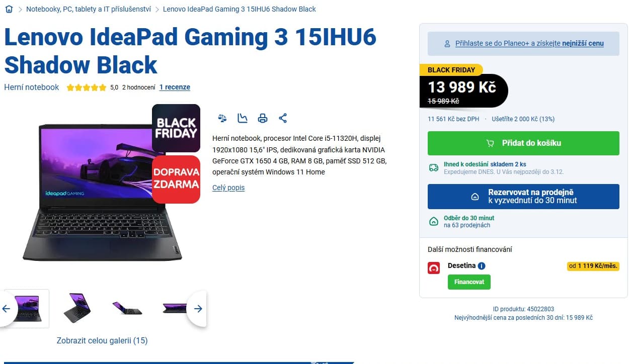 Lenovo 4,5GHz, 8GB RAM, 4GB Nvidia, 15,6"