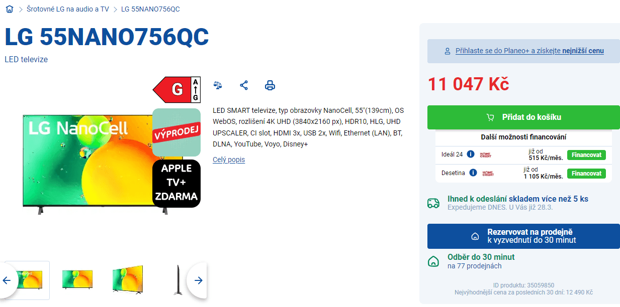 4K Nanocell Smart TV, 139cm, LG