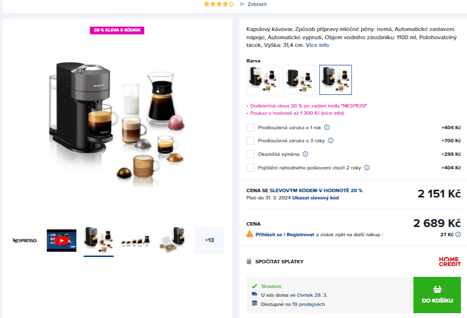 Kávovar na kapsle Nespresso De'Longhi 