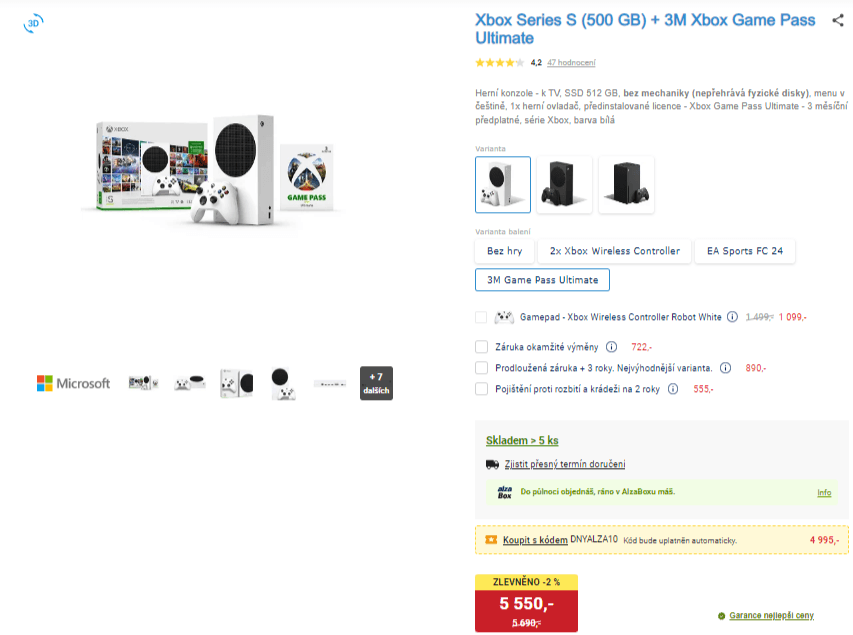 XBOX Series S + 3 měsíční Pass