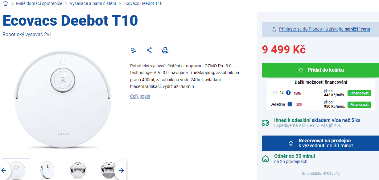 Robot vysavač, mop Ecovacs DEEBOT T10