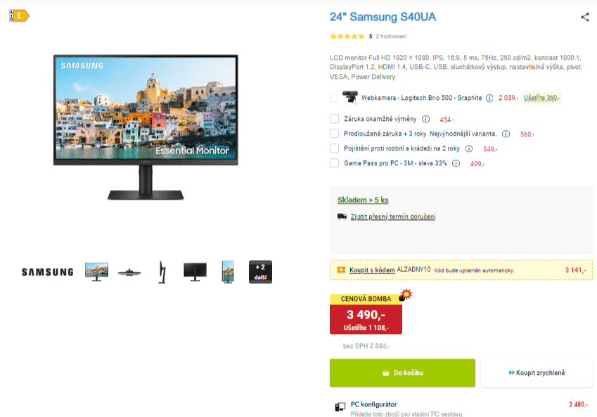 Full HD PC monitor Samsung 24"