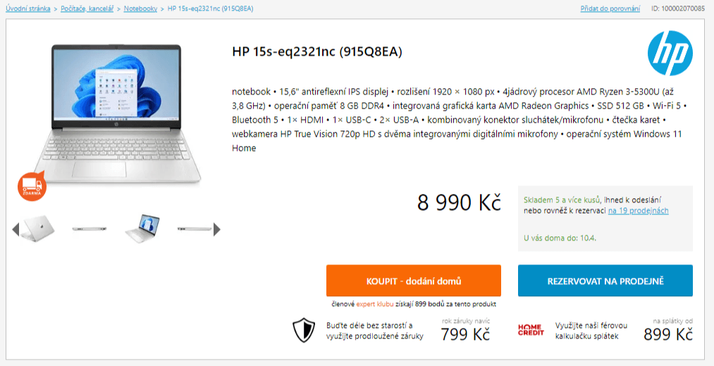 HP 3,8GHz, 8GB RAM, SSD, 15,6"