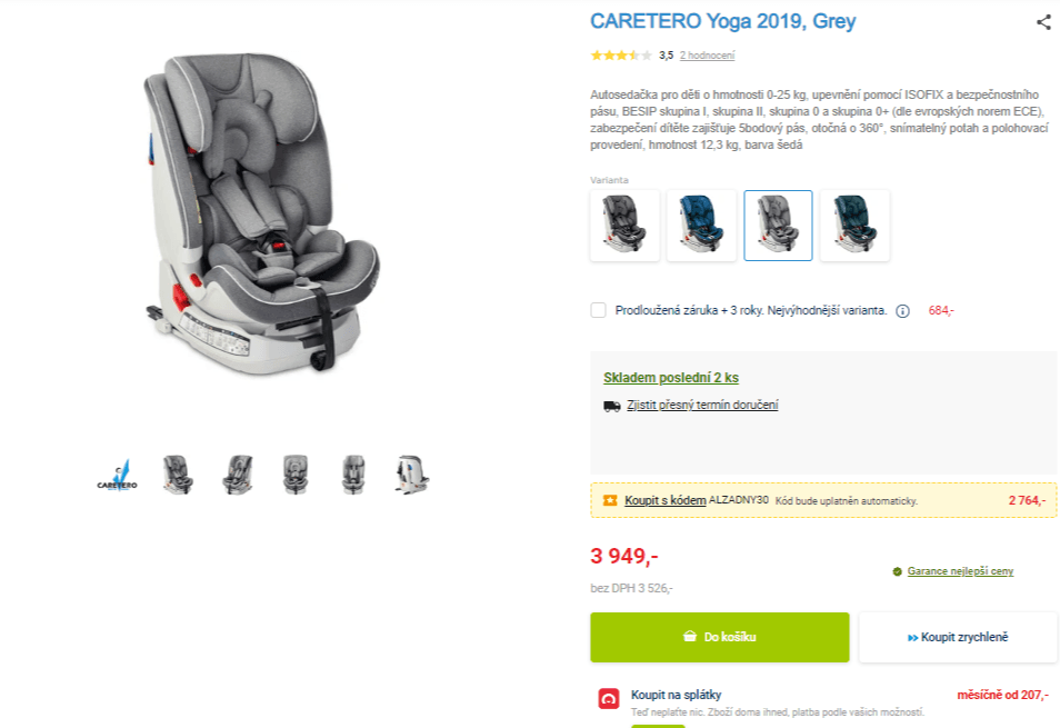 Autosedačka Caretero 0-25kg, isofix, pásy