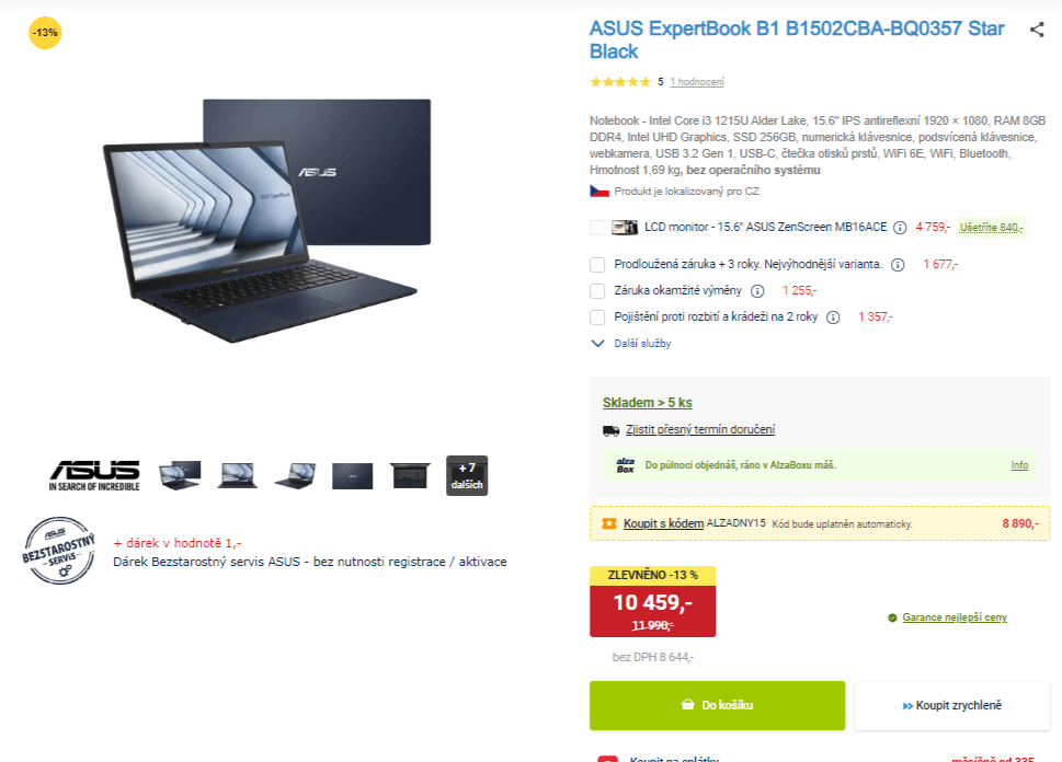 Asus i3 4,4GHz, 8GB RAM, SSD, 15,6"