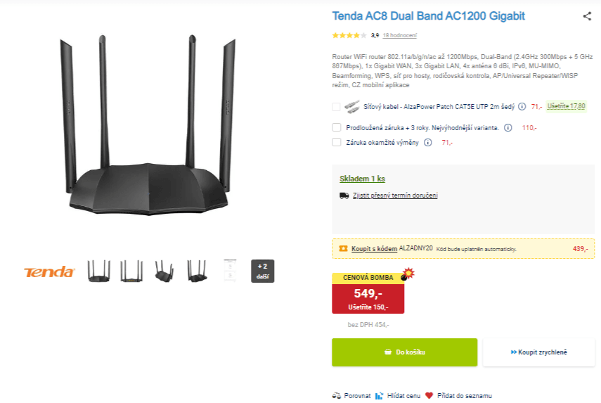 WiFi router Tenda AC8 Dual Band