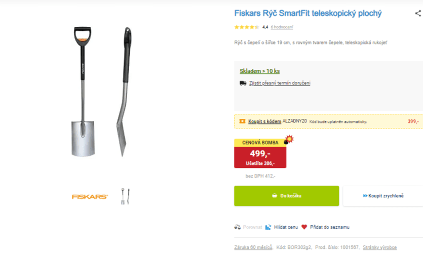 Teleskopický plochý rýč Fiskars