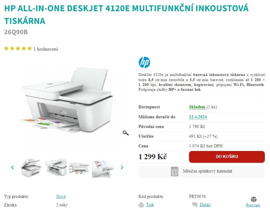 Multifunkce ink., barva, Wifi, HP