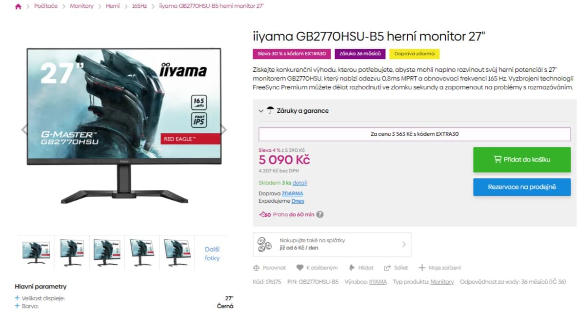 Full HD herní PC monitor iiyama 27", repro
