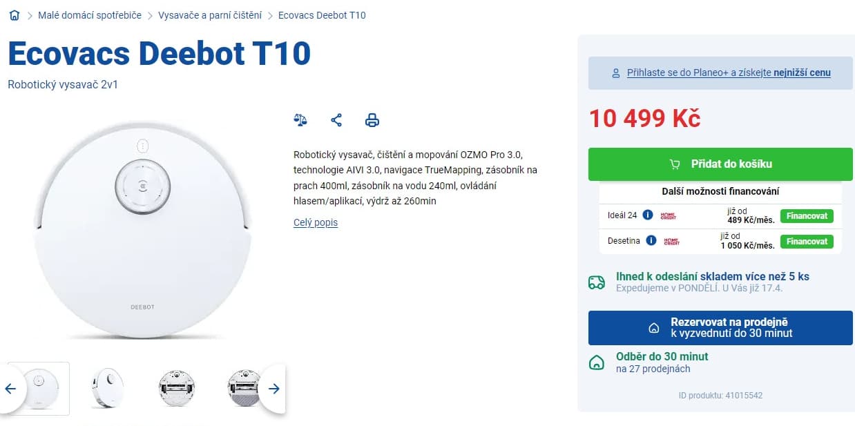 Robot vysavač, mop Ecovacs DEEBOT T10