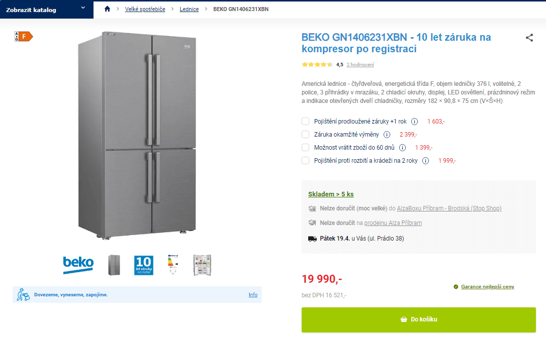 Americká lednice Beko, 541 l, NeoFrost
