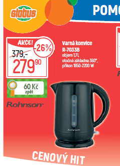 Rychlovarná konvice Rohnson 1,7 l.
