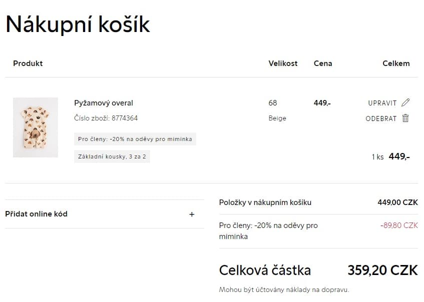 Sleva 20% na věci pro miminka