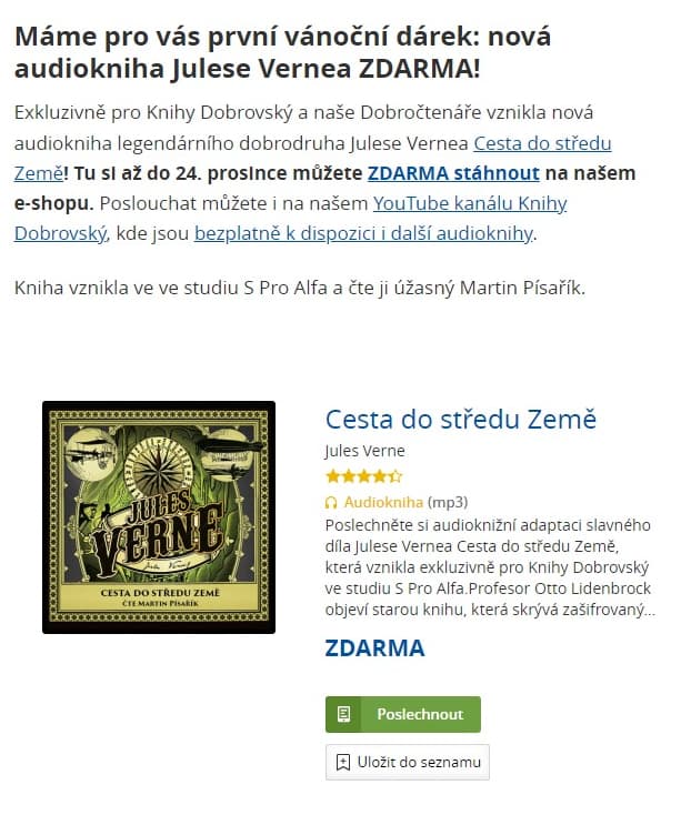 Audiokniha ZDARMA - Cesta do středu Země
