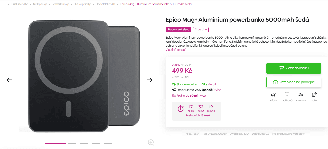 Bezdrátová powerbanka EPICO Mag+ 5000