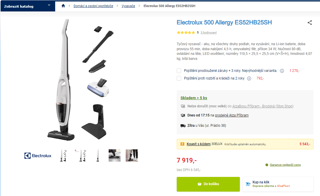 Tyčový vysavač Electrolux, 55 min, 34W