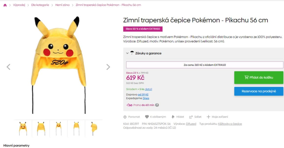 Zimní čepice Difuzed Pokémon Pikachu 