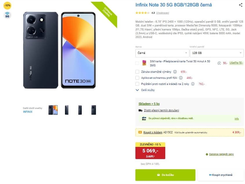Infinix 8x 2,4GHz, 8GB RAM, 128GB, 6,78"
