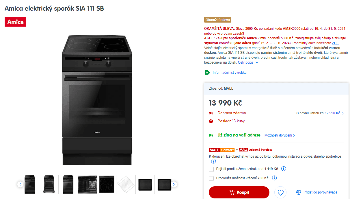 Amica elektrický sporák SIA 111 SB