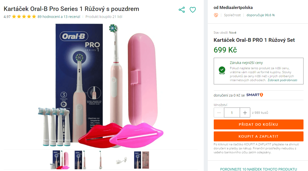 El. zubní kartáček Oral-B, 5x nástavec, pouzdro