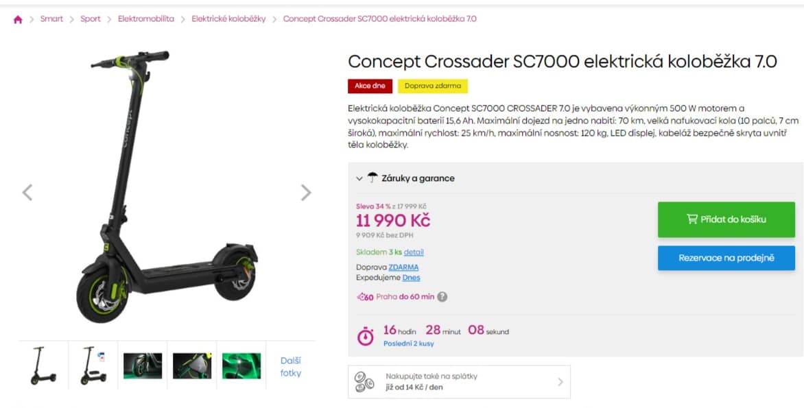 El. koloběžka Concept 25km/h, 70km