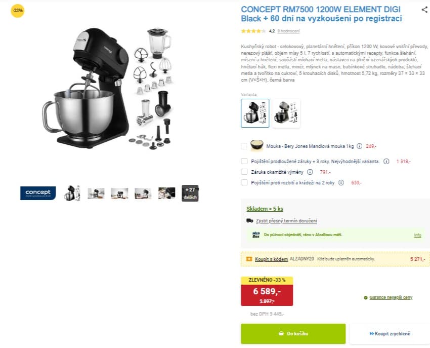 Kuchyňský planetární robot Concept, příslušenství