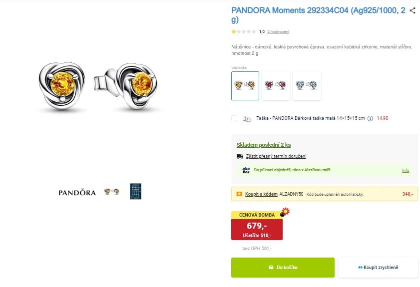 Peckové náušnice PANDORA Medový kruh věčnosti