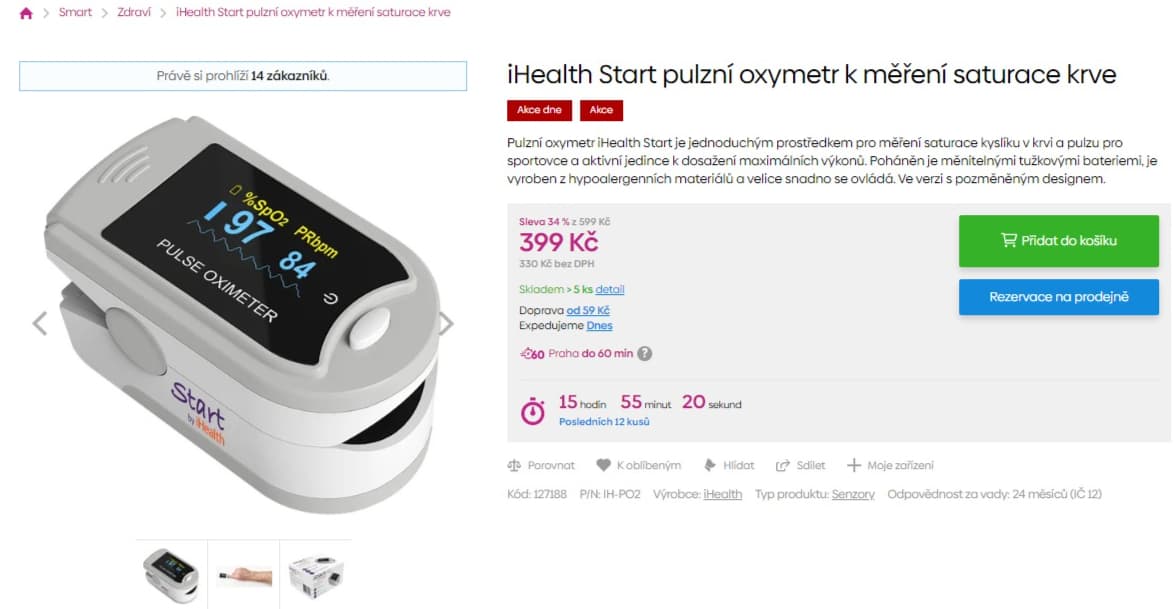 Pulzní oxymetr Start by iHealth