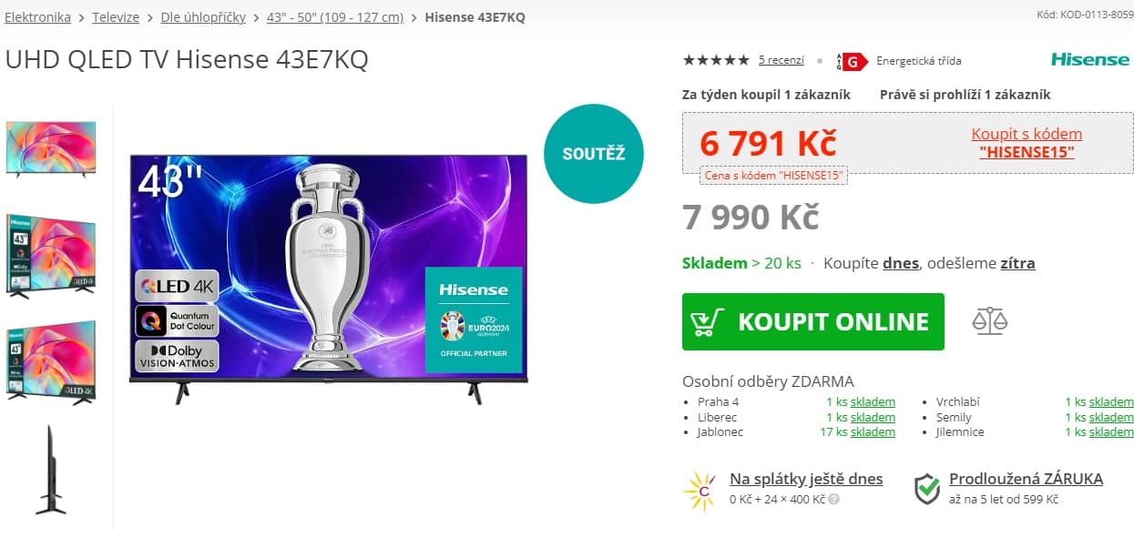 4K Smart TV, Atmos, 109cm, Hisense